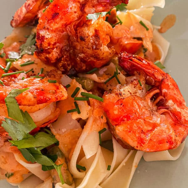 Pasta Scampi mit grünem Spargel