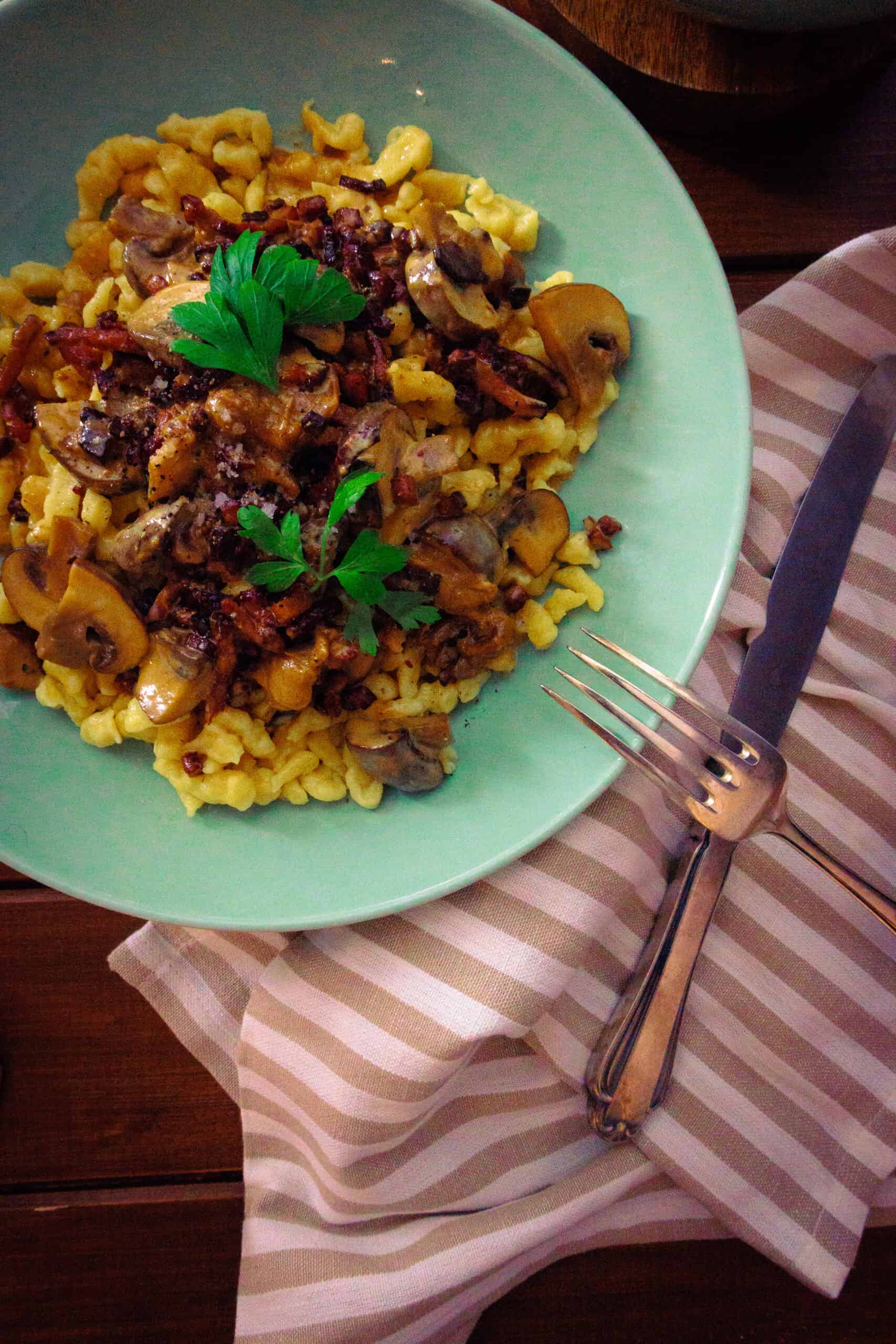 Spätzle in Pilzrahmsoße