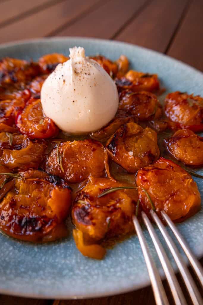 Ofenaprikosen mit Burrata