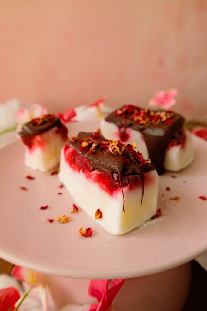 Gefrorene Joghurt-Himbeer-Bites mit Schokolade